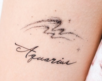 Aquarius Tattoo Mini Minimal Zodiac Tattoo Constellation Galaxy Zodiac Sign Tattoo Realistic Temporary Tattoo Stickers  tatouage temporaire