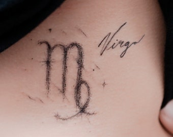 VIRGO Constellation Virgo Zodiac Sign Tattoo Virgo Horoscope Mini Virgo Symbol Tattoo Tarot Realistic Temporary Tattoos tatouage temporaire