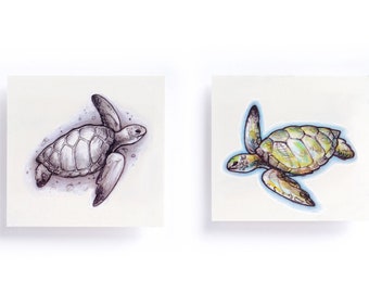 Sea Turtle Watercolor tattoo Sticker Animal tattoo Ocean Creature tattoo Artistic Temporary tattoo Long Lasting tattoo Spiritual Tattoo Fun