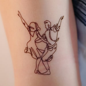 Arte de la película de baile LALA LAND, tatuaje temporal, Los Ángeles, ciudad de las estrellas, luz de luna, mágico, soñador, bailarín, amante, pareja, dibujo