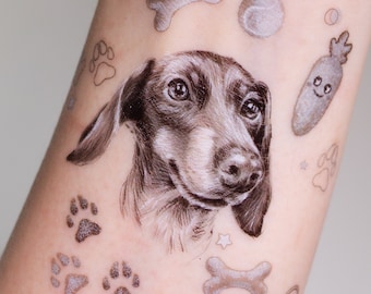 Sausage Dog Temporary Tattoo Sticker,  Wiener-Dog family, Dachshund Dog Lover, Fun Pet Toy Puppy Fashion Accessories, Dog Beauty Pet Fashion