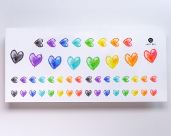 7 Color Rainbow Hearts Tattoos Minimal Symbol Love & Peace Colorful and fun Temporary tattoo Sticker Cute Stickers Matching BFF Couple Tatts