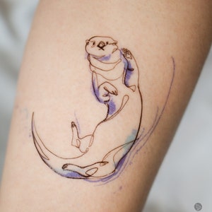 Otter Couple Holding Hands Love Anniversary Valentines Day Temporary Tattoo  Set