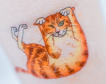 Tatuaje temporal para mascotas Cattoo, pegatina divertida de gato, tatuajes de gatos juguetones, Tatu, vida de gatos, arte, gatito, maullido, animal, actitud felina, tatuaje temporal