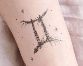 GEMINI  Constellation Gemini Sign Tattoo Horoscope Stickers Mini Zodiac Design Art Realistic Temporary Tattoos Tarot Art tatouage temporaire