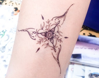 Snowflake Tattoo Mandala Temporary Tattoos Ornamental Tattoo Sticker Fineline Tattoo Flash Henna Artist Tattooist Tattooer Boho Bohemian Art