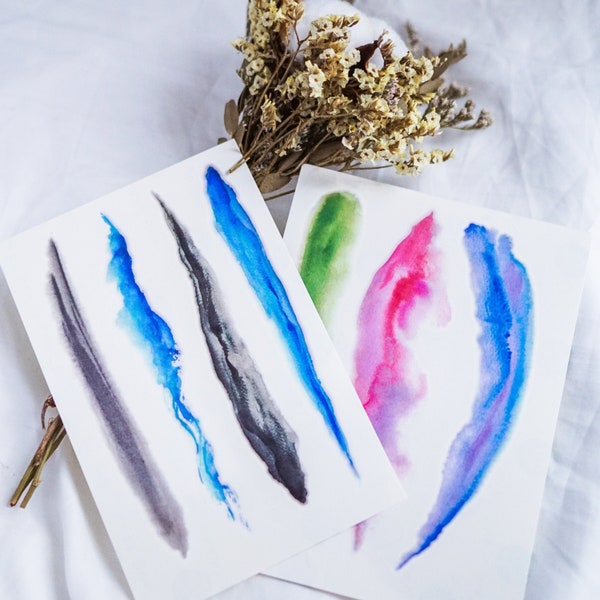 Tatouage temporaire longue durée Flash aquarelle tatouages BrushStroke Inkwash Inkwash Ocean Wave Tattoo Sticker Minimalisme tatouage temporaire Bleu