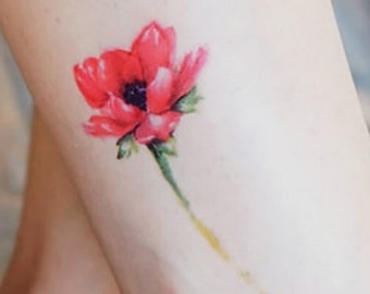 Watercolor Color Temporary tattoo Sticker Long Lasting Flower Tattoo Flash Plant Tattoos Minimal Botanical Tattoos Floral Tattoo Sticker Fun