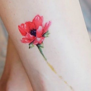 Watercolor Color Temporary tattoo Sticker Long Lasting Flower Tattoo Flash Plant Tattoos Minimal Botanical Tattoos Floral Tattoo Sticker Fun