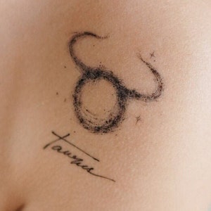 Taurus Symbol Tattoo Taurus Horoskop Konstelacja Mini TAURUS ZODIAC Znak Napis Realistyczny Tymczasowy Tatuaż Naklejka Tatouage Temporaire