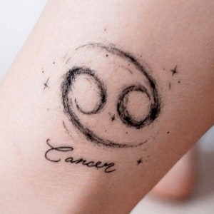 Cancer Horoscope Cancer Constellation Zodiac Sign Star Metallic Silver Zodiac Tattoos Realistic Temporary Tattoo Sticker tatouage temporaire