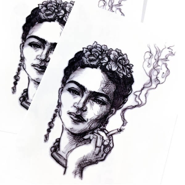Frida Kahlo tatouage portrait d'artiste mexicain tatouage fumée autocollant de tatouage temporaire tatouage floral faux tatouage tatouage temporaire citation tatouage