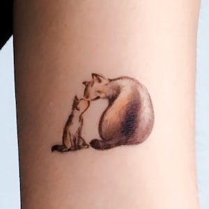 Lindo Gato Tatuaje Gato Familia De Larga Duracion Tatuajes Etsy