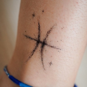 TATUAŻ ZNAK ZODIAKU RYBY Horoskop Ryby Mini Konstelacja Naklejka Znak Zodiaku Projekt Tarot Art Realistyczny Tymczasowy Tatuaż Tatouage Temporaire