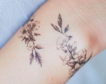 Delicate Narcissus Flower Arm Band Minimal Floral Tattoo Sticker Botanical Bracelet Temporary Tattoos Art Print Temp Tat Tatouage Temporaire