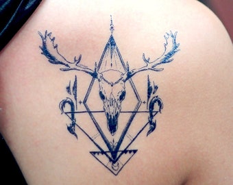 Deer Skull Tattoo Etsy