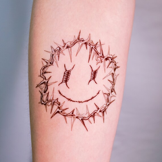 Barbed Wire Spiked Smiley Tattoo Thorn Heart Tattoo Design Symbol