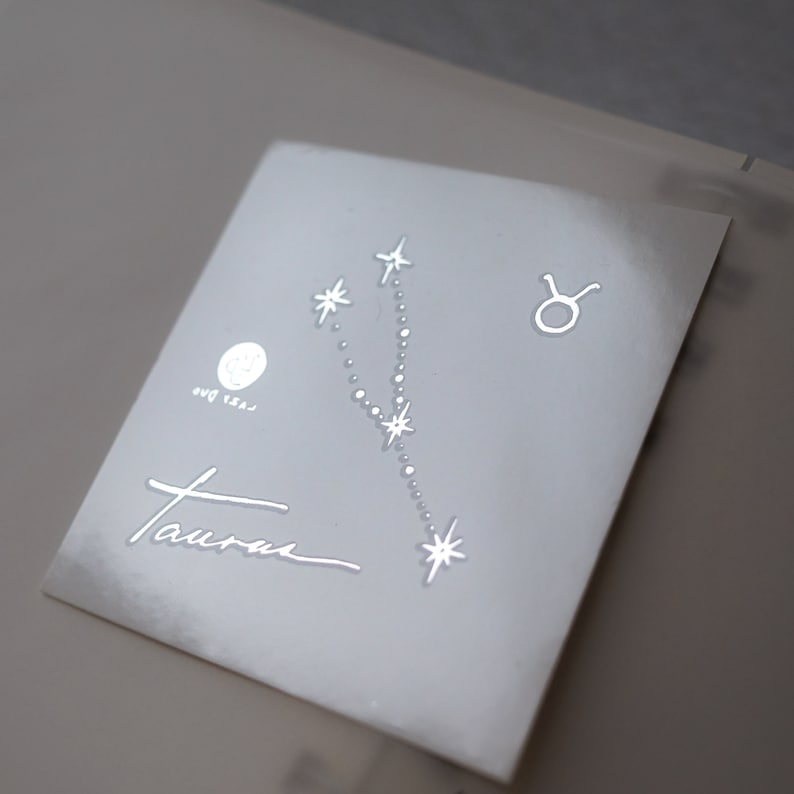 Taurus Symbol Tattoo Taurus Horoscope Constellation Mini TAURUS ZODIAC Sign Lettering Realistic Temporary Tattoo Sticker tatouage temporaire image 10