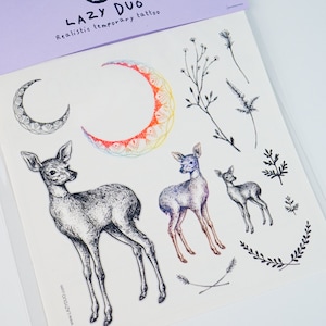 Deer tattoo Animal tattoos Mini Flower tattoos Realistic Temporary tattoo Stickers Minimal Flower tattoos Moon Tattoos Tiny Flower Tattoos