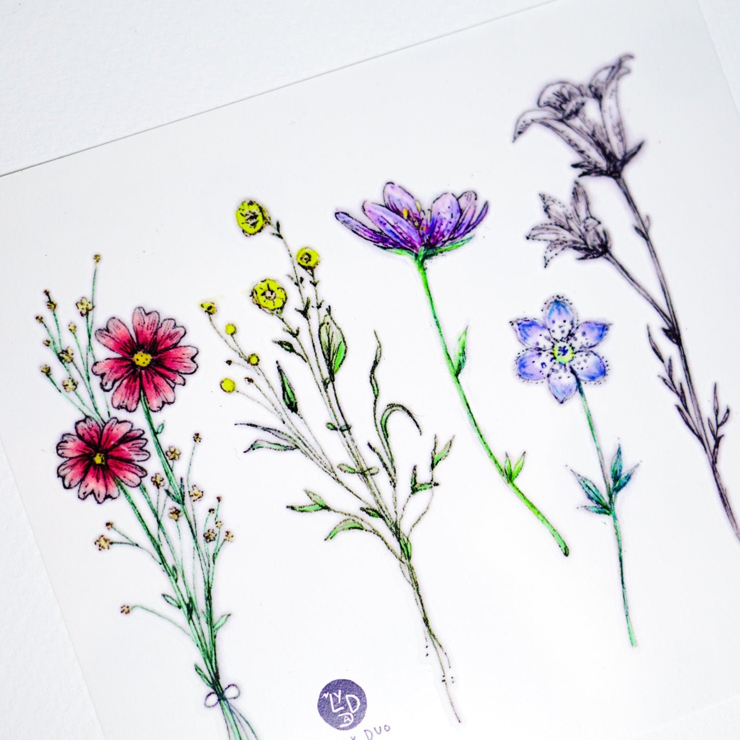 Minimal Flower Tattoos Floral Tattoos Tatouage Temporaire Red - Etsy