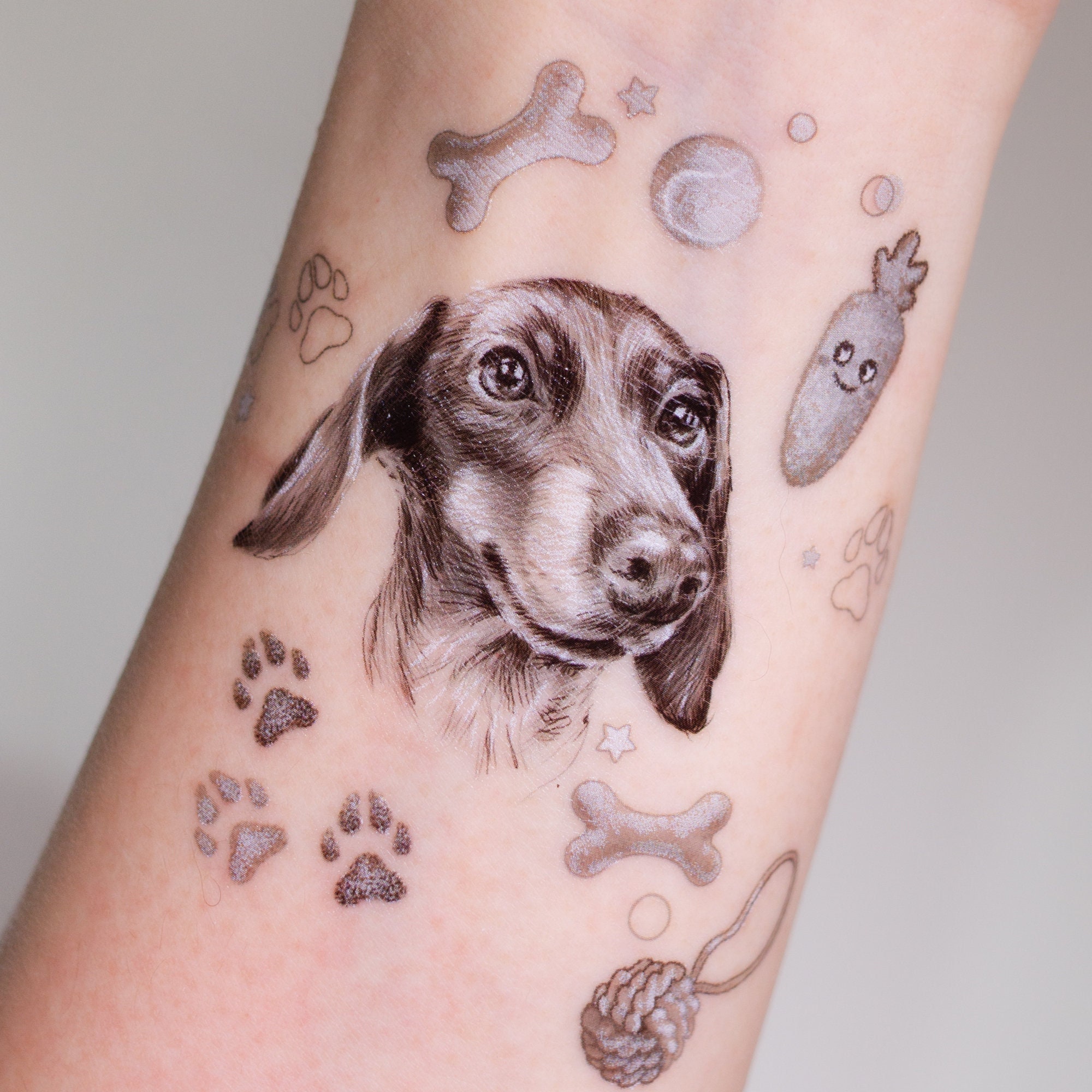 Dachshund dog temporary tattoo