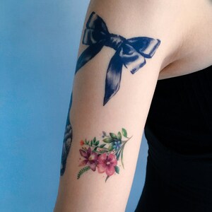 Large Temporary Tattoo Floral Temporary Tattoo Watercolor Botanical Tattoo Sticker Watercolor