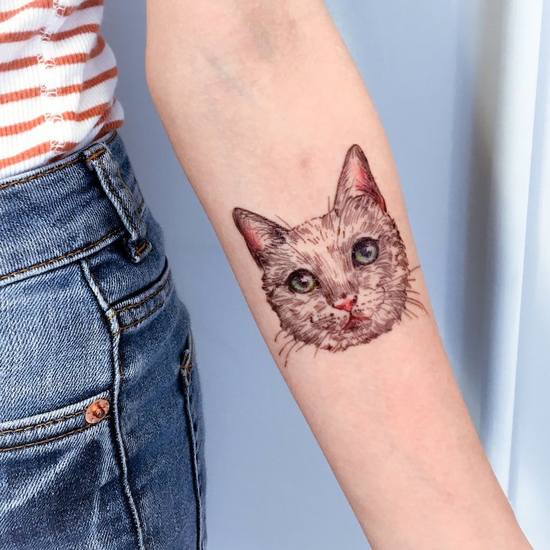 Cat Tattoo Cat Temporary Tattoo Animal Tattoo Festival Etsy