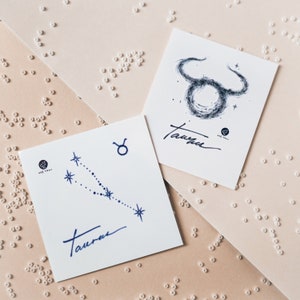 Taurus Symbol Tattoo Taurus Horoscope Constellation Mini TAURUS ZODIAC Sign Lettering Realistic Temporary Tattoo Sticker tatouage temporaire image 4