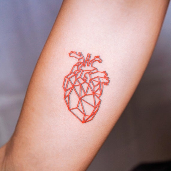 Buy Red Geometric Heart Art 3D Real Heart Temporary Tattoo Sticker Online in India - Etsy Buy Red Geometric Heart Art 3D Real Heart Temporary Tattoo Sticker Online in India - Etsy