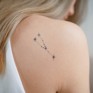 Taurus Symbol Tattoo Taurus Horoscope Constellation Mini TAURUS ZODIAC Sign Lettering Realistic Temporary Tattoo Sticker tatouage temporaire image 5