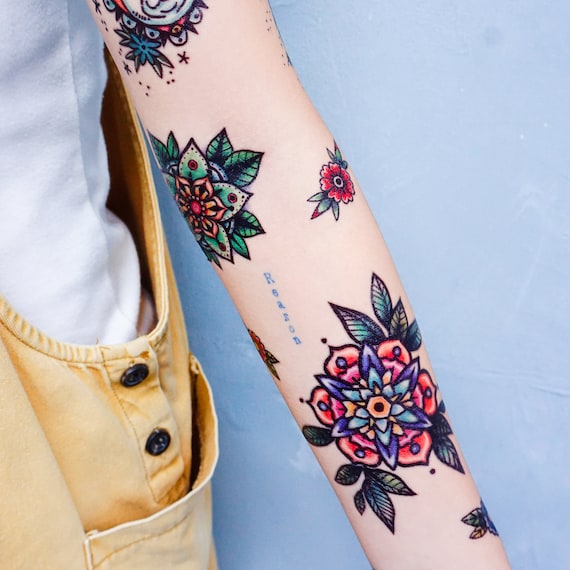 Old School Tattoo Stickers New School Tattoos Pop Color Tattoos Watercolor Tattoos Neon Tattoos Cat Tattoos Mandala Tattoos Flower Tattoos