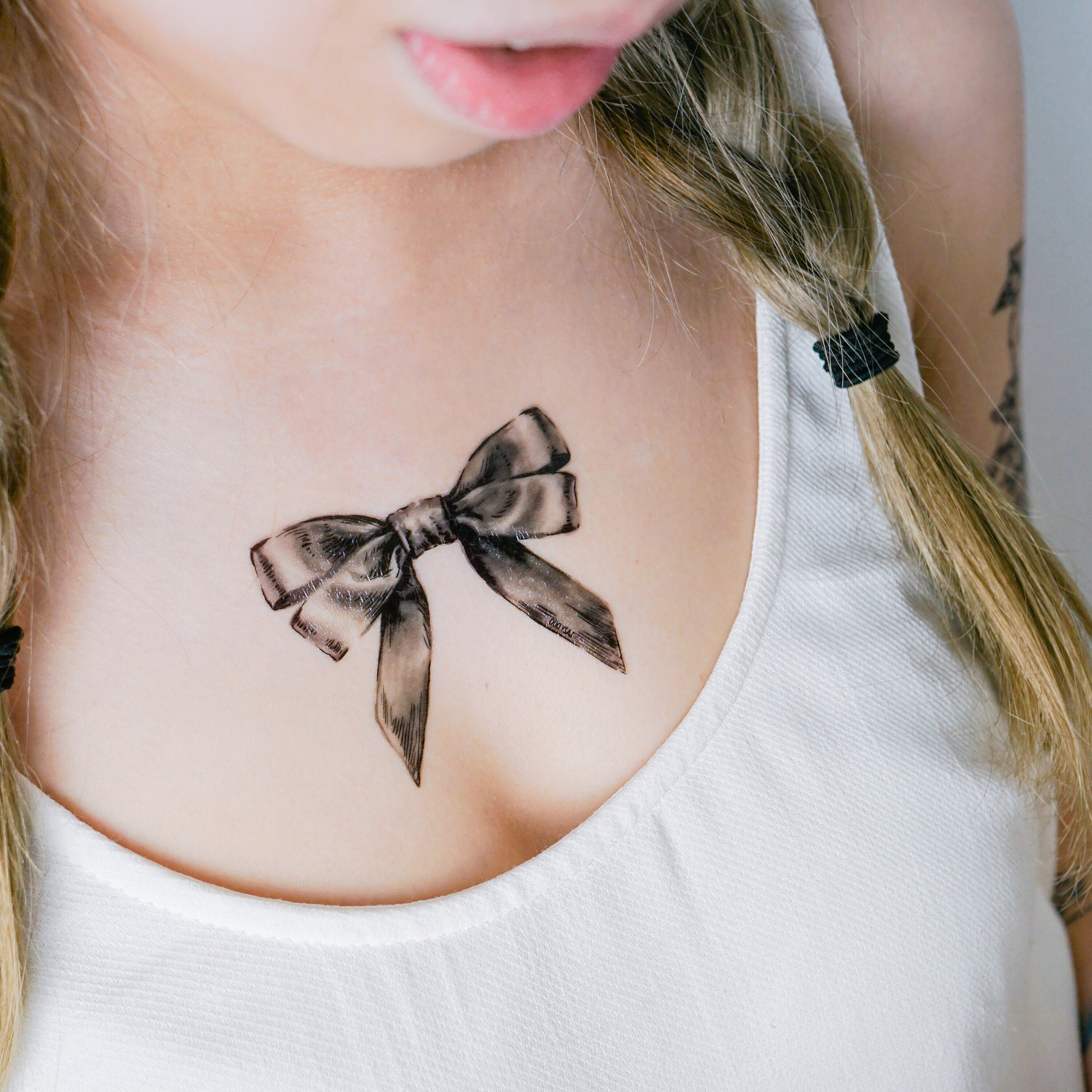 Buy Girl Tattoos Ribbon Bow Tattoo Sticker Romantic Tattoo Online in India  - Etsy