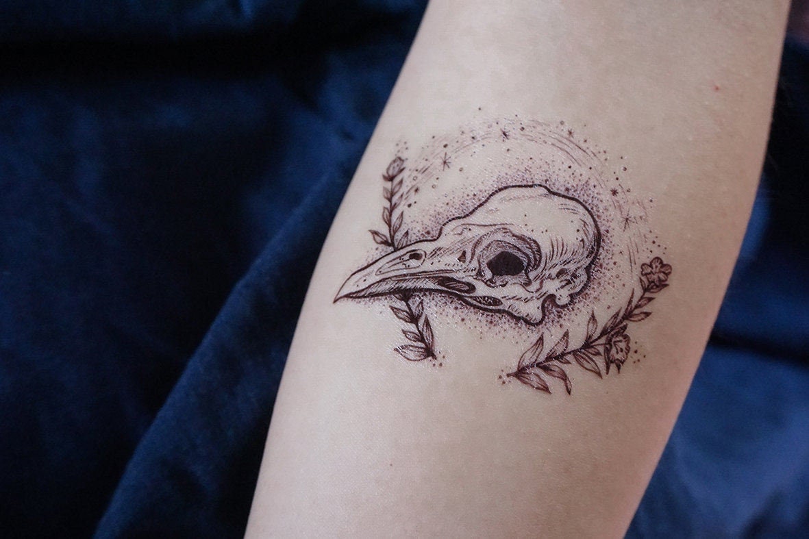 Large Bird Skull Tattoo Moon Gothic Tattoo Tarot Tattoo Birds Tattoos  Swallow Tattoo Long Lasting Temporary Tattoo Flash Tatouage Temporaire -  Etsy, image size:1181x787
