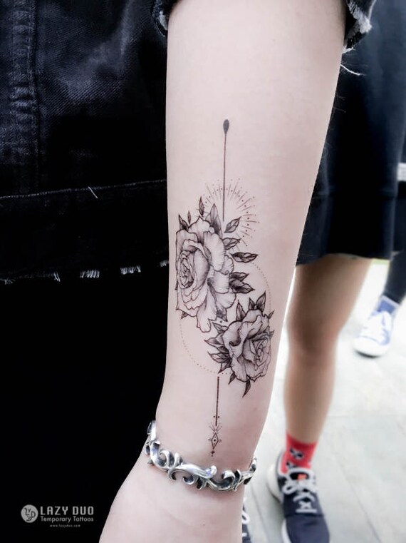 Alchemy Tattoo Flash Rose Tattoo Long Lasting Temporary Tattoos Flower Tattoo Stickers Minimal Tattoos Spiritual Tattoos Tatouage Temporaire
