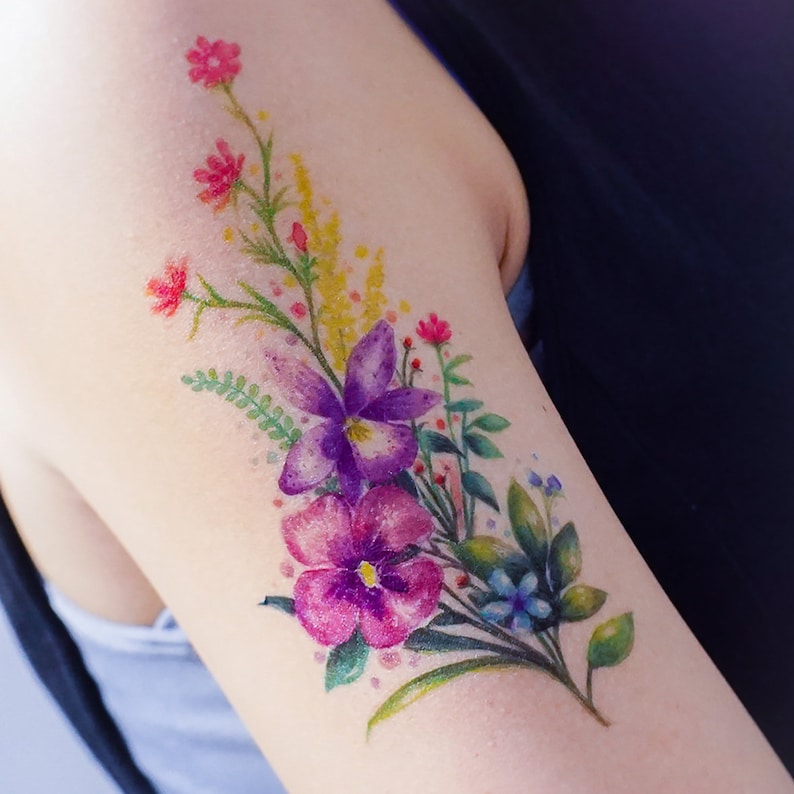 Aquarell Tattoo Blumen