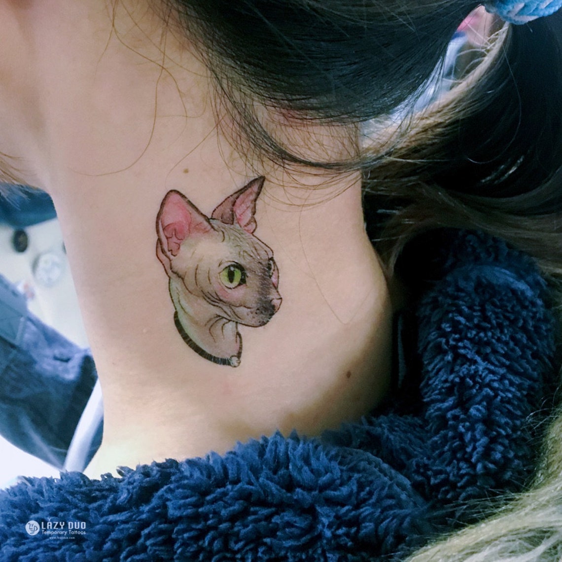 Cattoo Hairless Cat Tattoo Stickers Sphynx Cat Sphynx Kitten Etsy