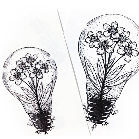 Delicate Floral Light Bulb Tattoo Flower Light Bulb Temporary - Etsy Israel Delicate Floral Light Bulb Tattoo Flower Light Bulb Temporary - Etsy Israel