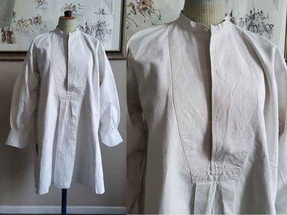 Chemise grand père en lin paysan biaude de travail