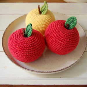 Crochet Apple1pcsPlay Pretend Food Crochet Fruits Kitchen Decor Montessori Toys Kids Toy Play Kitchen Food Toys For Toddlers image 5