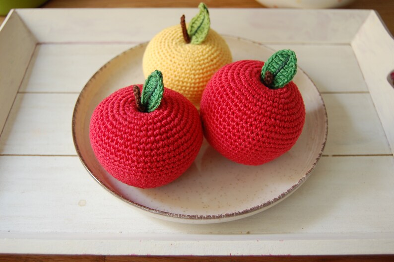 Crochet Apple1pcsPlay Pretend Food Crochet Fruits Kitchen Decor Montessori Toys Kids Toy Play Kitchen Food Toys For Toddlers image 5