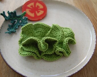 Crochet Lettuce Leaves(1 pcs)- Crochet Play Food, Play Pretend Food, Play Kitchen Food