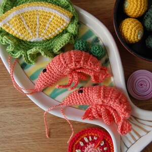 Crochet Shrimps2 pcs Crochet Prawns, Crochet Play Food, Play Pretend Kitchen image 2