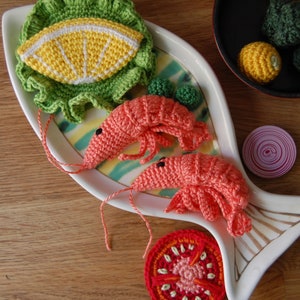 Crochet Shrimps2 pcs Crochet Prawns, Crochet Play Food, Play Pretend Kitchen image 4