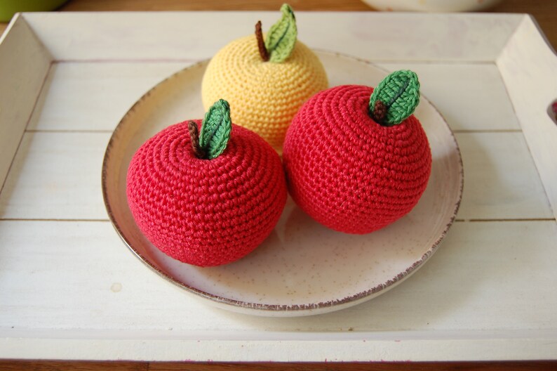 Crochet Apple1pcsPlay Pretend Food Crochet Fruits Kitchen Decor Montessori Toys Kids Toy Play Kitchen Food Toys For Toddlers image 8