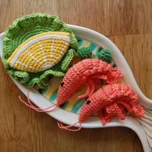 Crochet Shrimps2 pcs Crochet Prawns, Crochet Play Food, Play Pretend Kitchen image 3