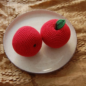 Crochet Apple1pcsPlay Pretend Food Crochet Fruits Kitchen Decor Montessori Toys Kids Toy Play Kitchen Food Toys For Toddlers image 1