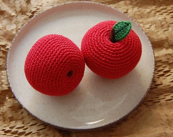 Häkelapfel(1 Stück)-Spielen Pretend Food Crochet Obst Küche Dekor Montessori Spielzeug Kinder Spielzeug Küche Essen Spielzeug Für Kleinkinder