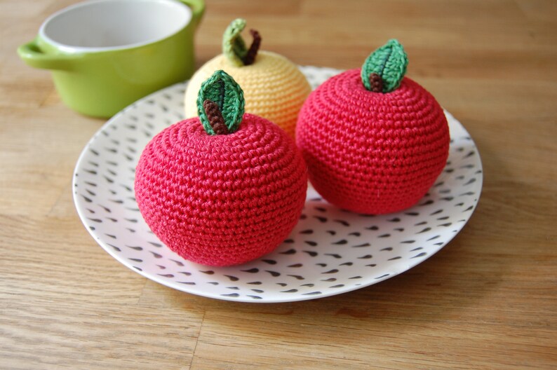 Crochet Apple1pcsPlay Pretend Food Crochet Fruits Kitchen Decor Montessori Toys Kids Toy Play Kitchen Food Toys For Toddlers image 7