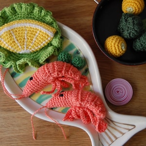 Crochet Shrimps2 pcs Crochet Prawns, Crochet Play Food, Play Pretend Kitchen image 1