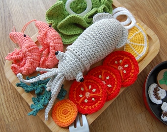Crochet Tintenfisch (1 Stück) - gehäkelte Sea Food häkeln spielen Pretend Food gehäkelte Meerestiere
